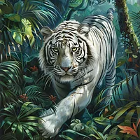 White Tiger In The Forest - Diamond Painting