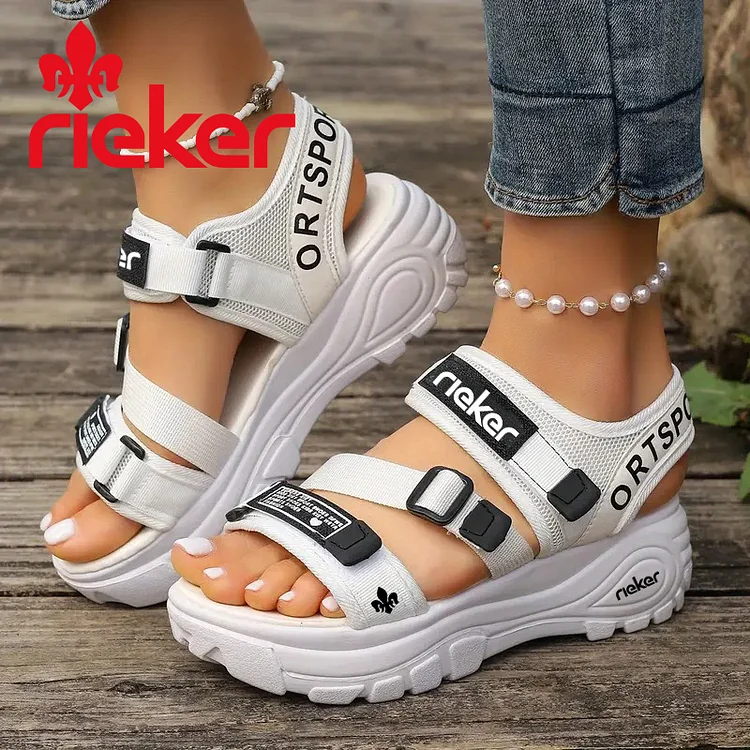 Pletené sandále Rieker so suchým zipsom