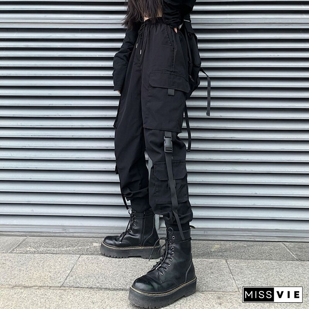 Spring Summer Fashion Cargo Pants Women Pockets Jogger Trousers Harajuku Casual Slim High Waist Streetwear Lady Pants New