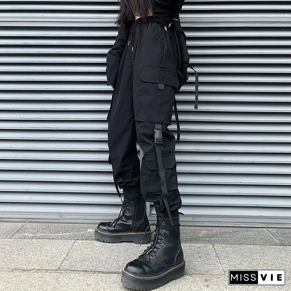 Spring Summer Fashion Cargo Pants Women Pockets Jogger Trousers Harajuku Casual Slim High Waist Streetwear Lady Pants New
