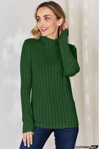 Basic Bae Full Size Ribbed Mock Neck Long Sleeve T-Shirt