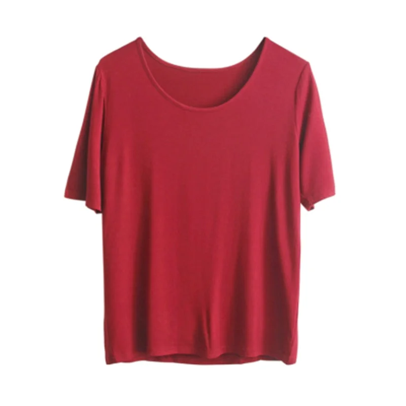 Hirsionsan Modal T Shirt Women Summer Candy Color O Neck Basic Tshirts 9 Colors Tees for Ladies Ins Comfortable Female Tops