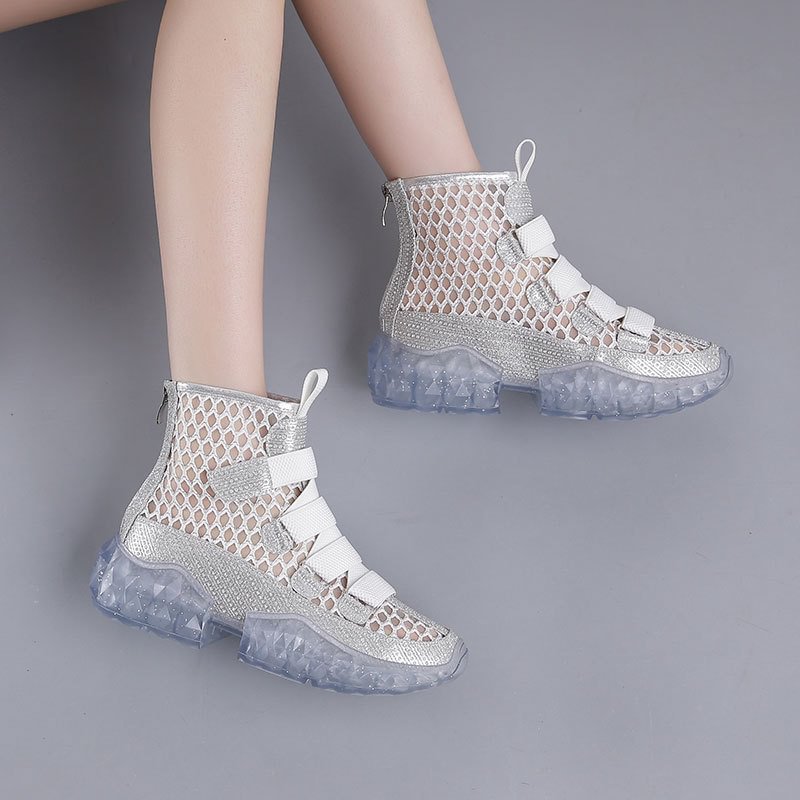 Velcro mesh hollow boots-PABIUYOU- Women's Fashion Leader