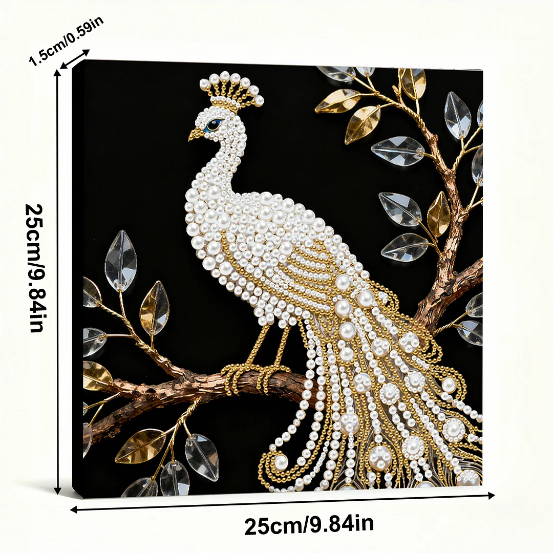 Peacock DIY Pearl Art Diamond Painting Kit for Adult Home Decor 25x25cm With Frame