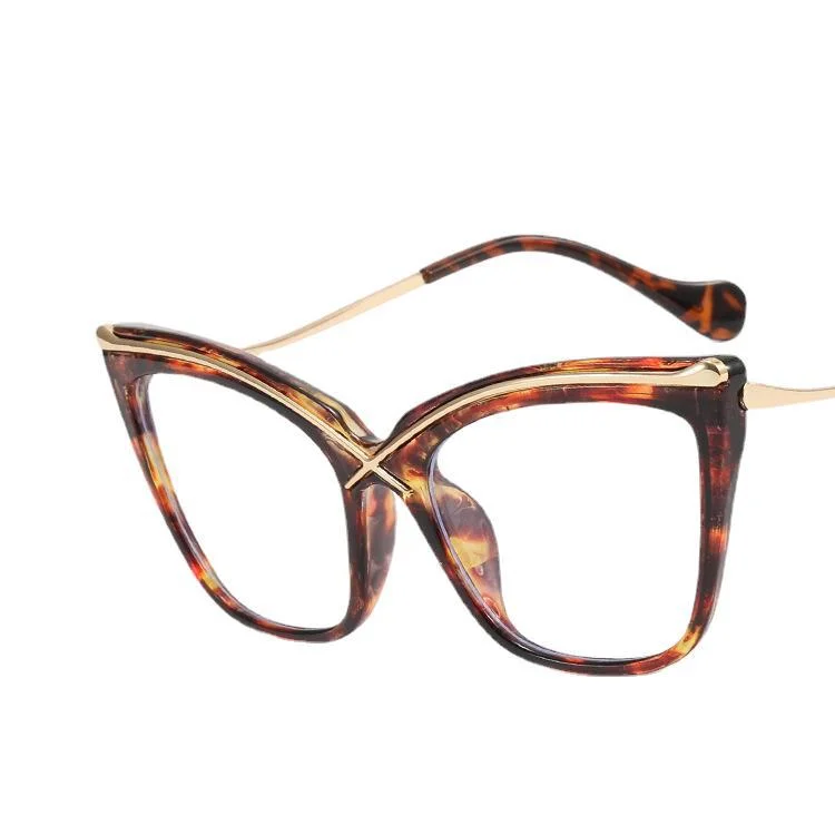 Women's metal ladies cat's eye anti-blue light optical glasses frame INS trendy glasses_ viptrois
