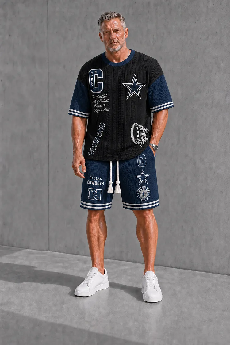 Dallas Cowboys Men&rsquo;s Jacquard Cable-Knit Tee & Shorts Set