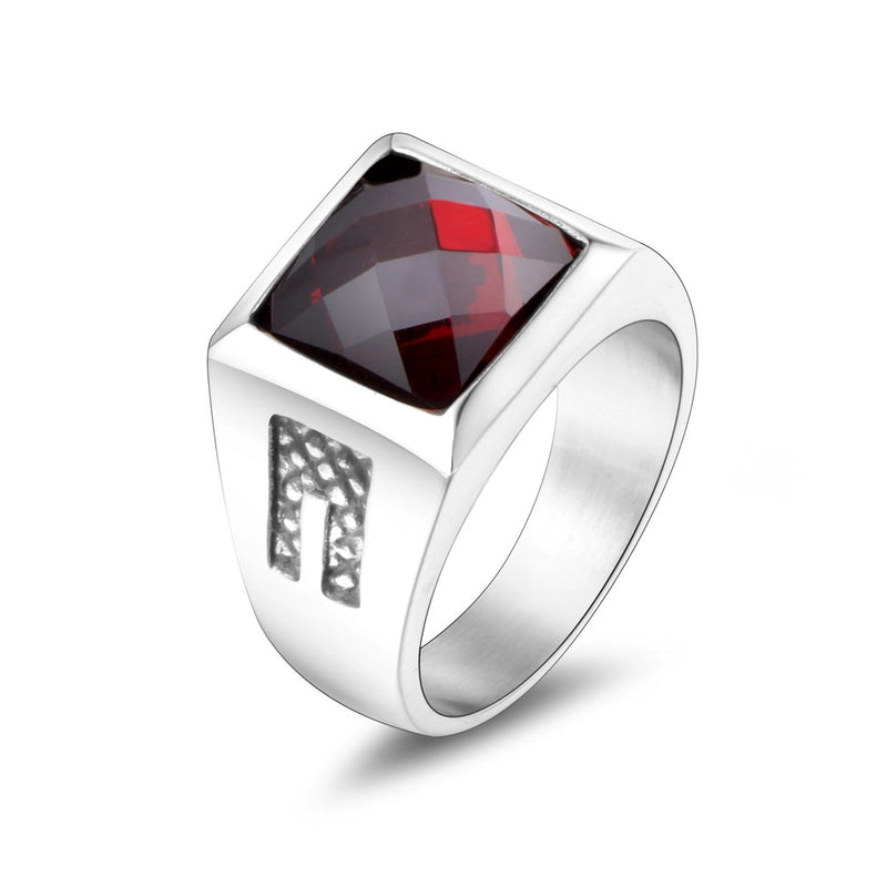 Retro Classic Style Color Block 304 Stainless Steel Polishing Artificial Gemstones Zircon Men’s Rings