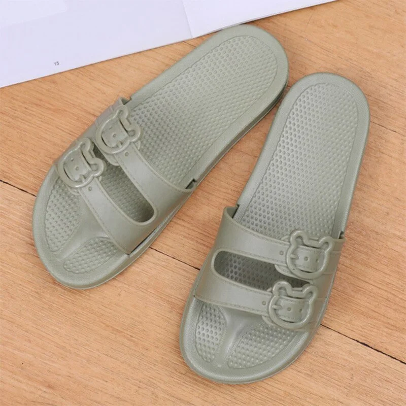 Qengg MCCKLE 2021 Summer Women's Slippers Buckle Ladies Flats Outdoor Sandalies Comfort Woman Casual Footwear Anti Slip Female Soft