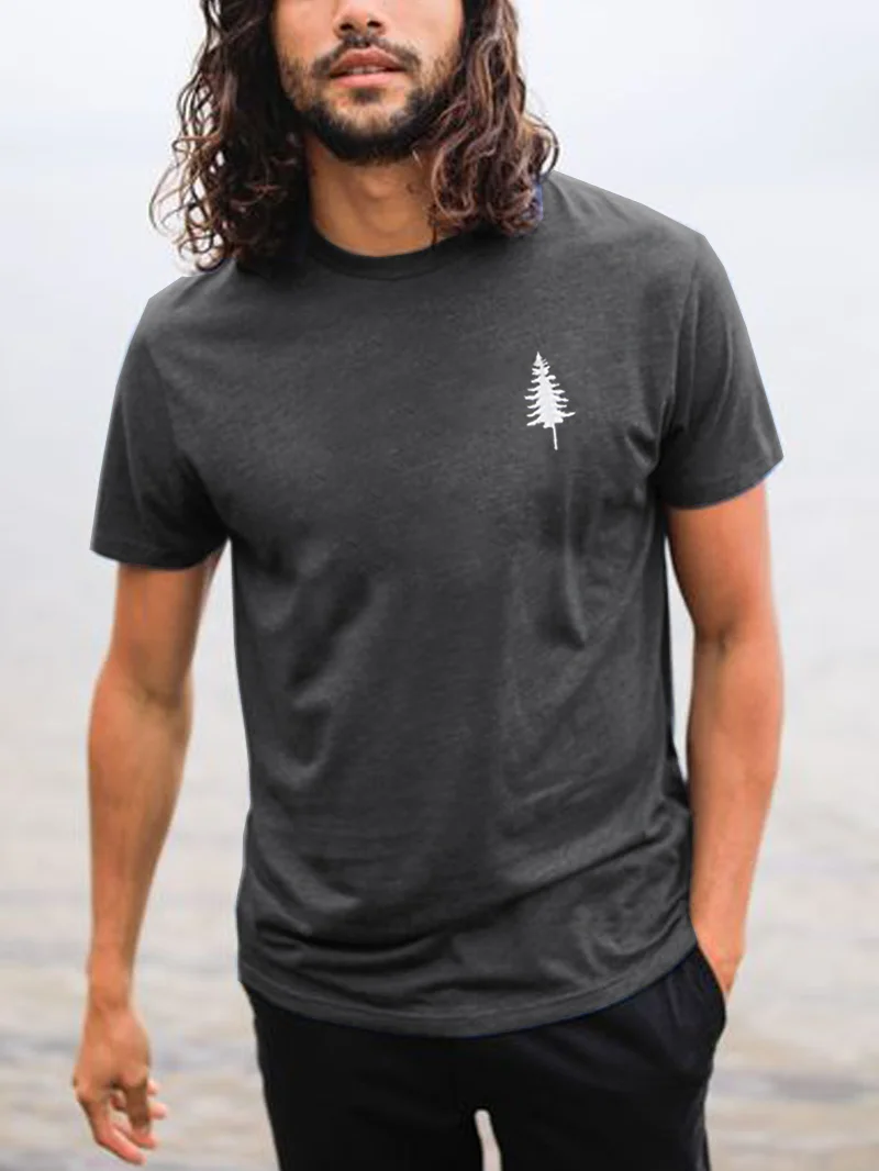 Simple Tree Printed Men's T-Shirt in  mildstyles