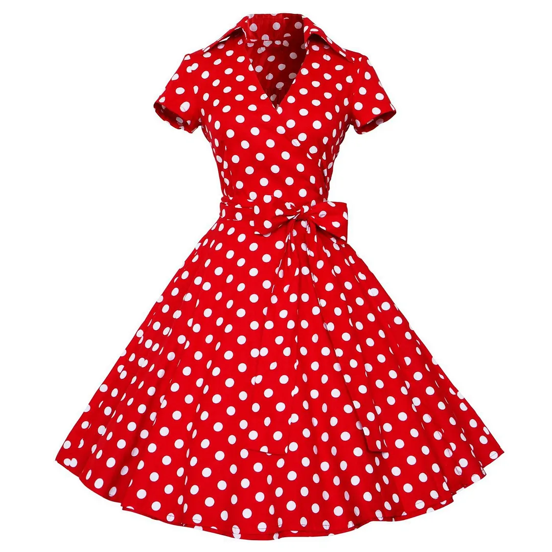 Women's Vintage Rockabilly Short Sleeve Swing Dress