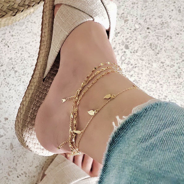 925 Sterling Silver Women Korean Star Silver Anklets