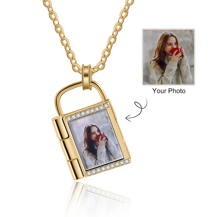 Personalized Padlock Necklace Customized Engrave Photo Love Lock Necklace Romantic Gifts