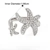 Starfish Rhinestone Golden Silver Open Ring