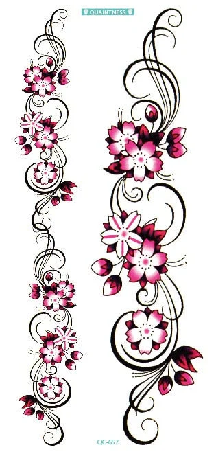 New2020 Black Butterfly Flower Temporary Tattoo Sticker tribal body tattoo Arm Leg Belly Tattoo For women waterprof Taty