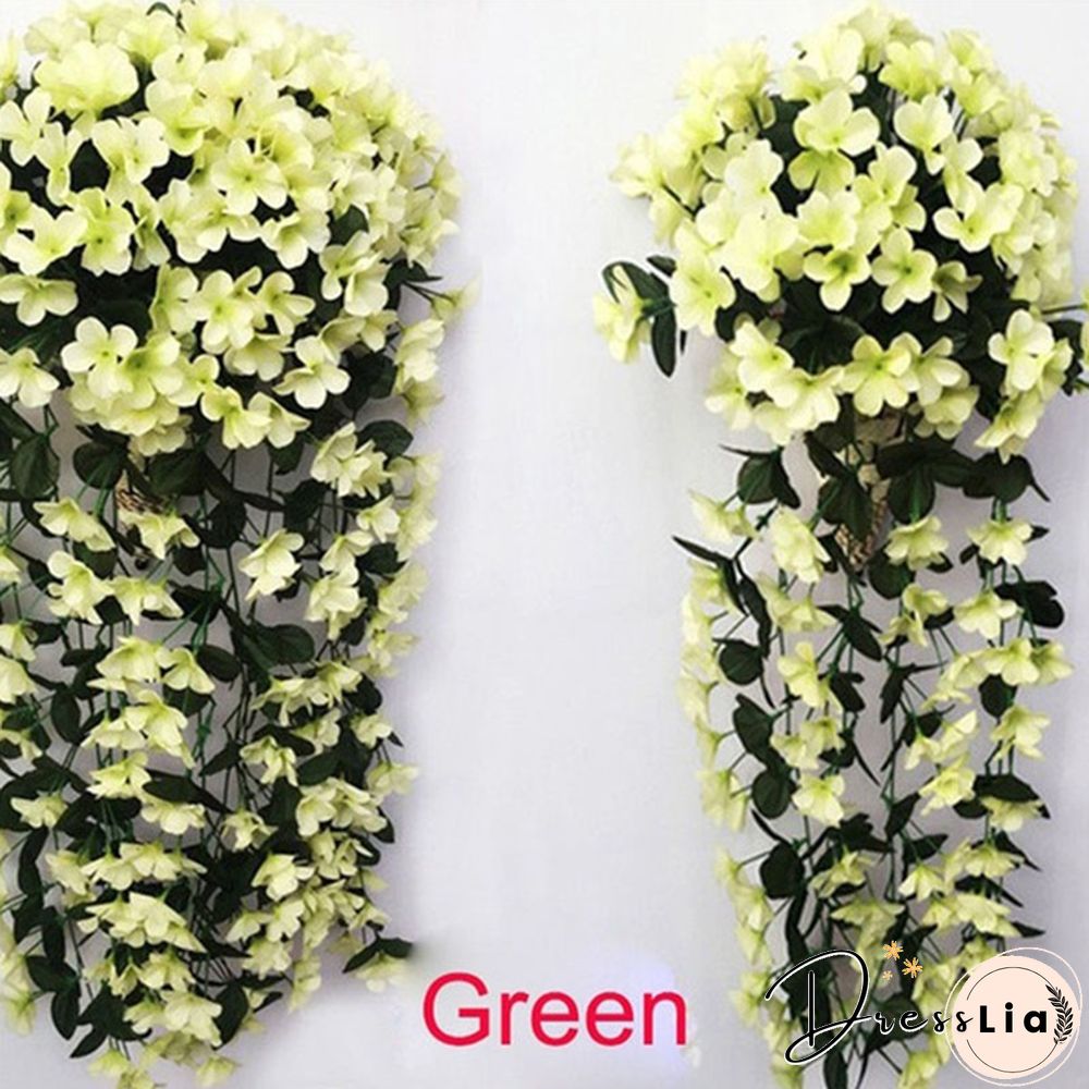 Colors 1Pcs Home Simulation Hanging Wall Artificial Fake Silk Violet orchid Flower Rattan