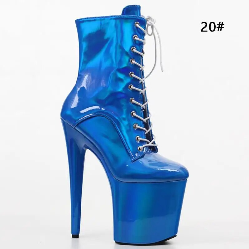 VCSHOES Holographic Ankle Boots For Women 20Cm Extreme High Heel Stripper Pole Dance Heeled Platform 15cm 17cm Custom Colors