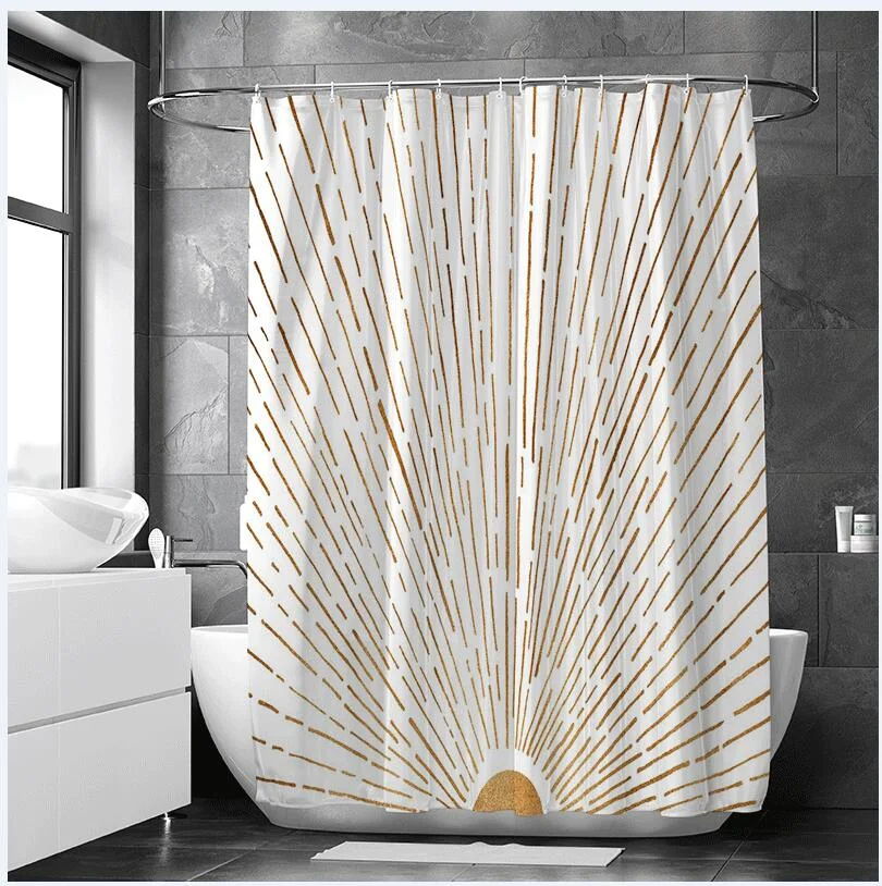 Morandi Simple Strokes Shower Curtain 100% Polyester Simple Korean Style Shower Curtain Bathroom Set Waterproof Shower Curtain