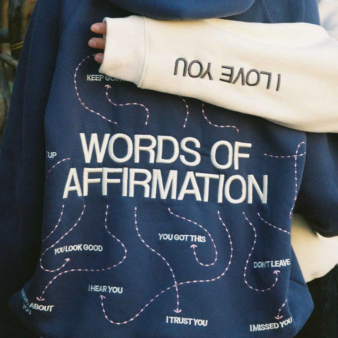 Women's Vintage Words Of Affirmation Oversized Long Sleeve Hoodie