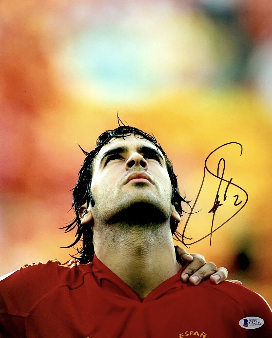 Raul Gonzalez Blanco Signed 11x14 Photo Poster painting Beckett C82480 Soccer Spain