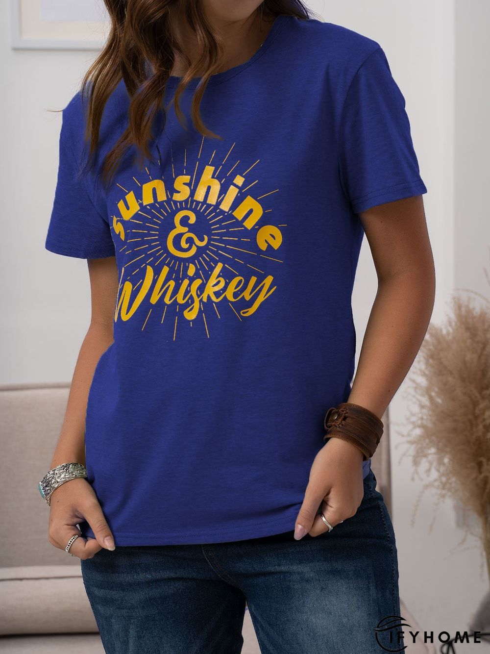 Vintage Short Sleeve Letter Printed Plus Size Casual Tops | IFYHOME