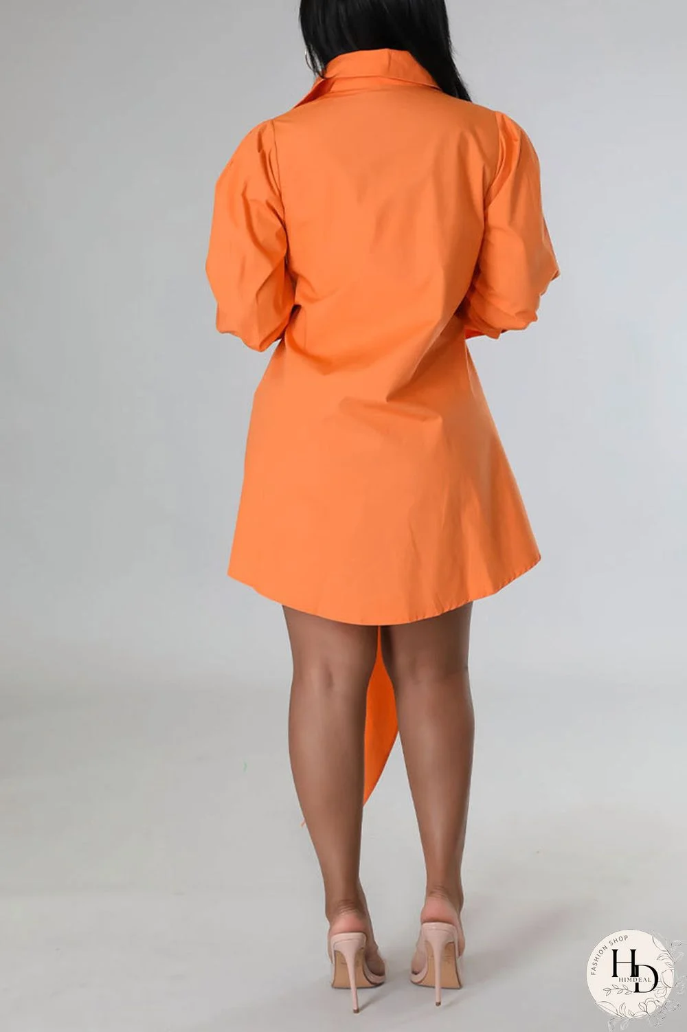 White Casual Solid Bandage Patchwork Buckle Turndown Collar Shirt Dress Dresses