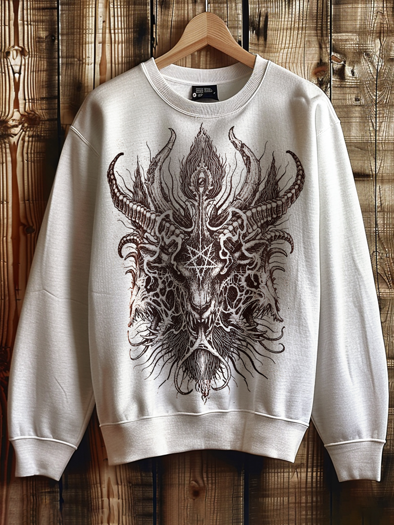 Devil Print Casual Crewneck Sweatshirt / TECHWEAR CLUB / Techwear