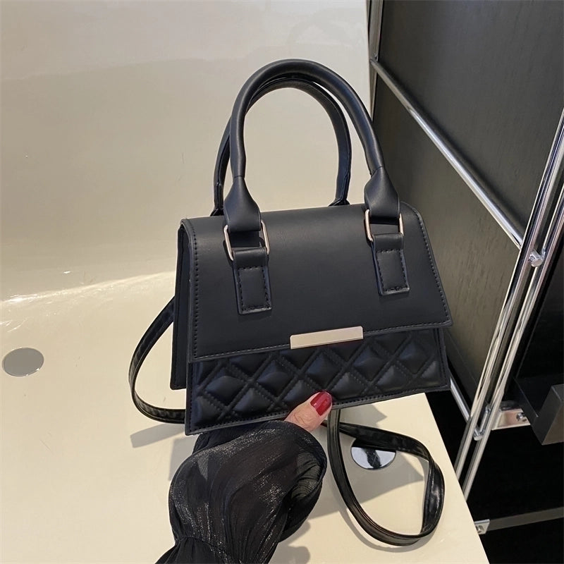 Women’s Pu Leather Solid Color Elegant Streetwear Square Flip Cover Shoulder Bag Handbag Crossbody Bag