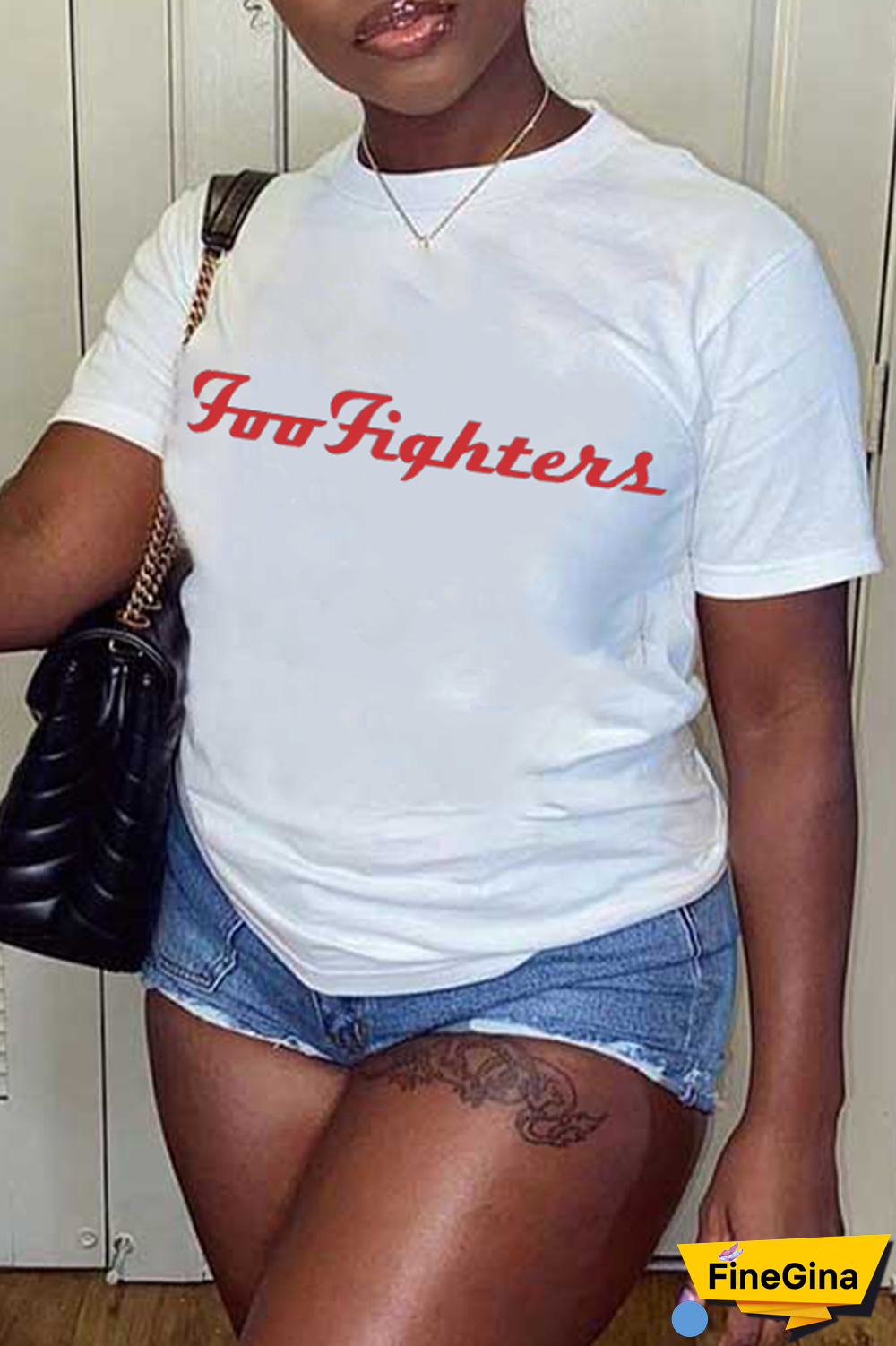 White Casual Street Print Patchwork Letter O Neck T-Shirts