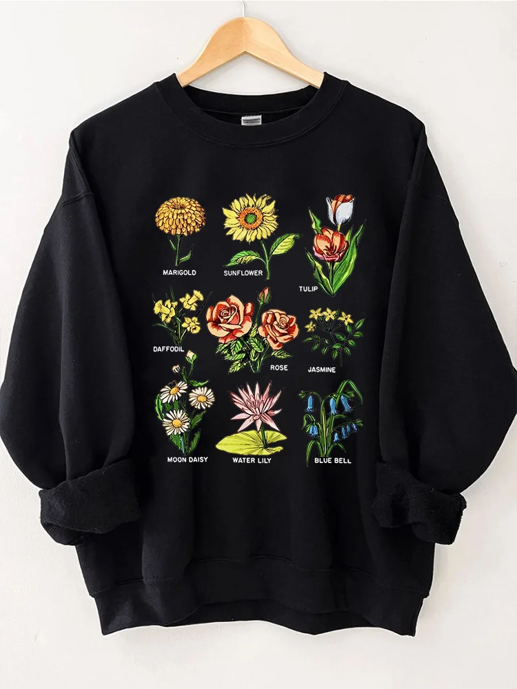 Eagerlys Flowers Sunflower Rose Tulip Sweatshirt Eagerlys