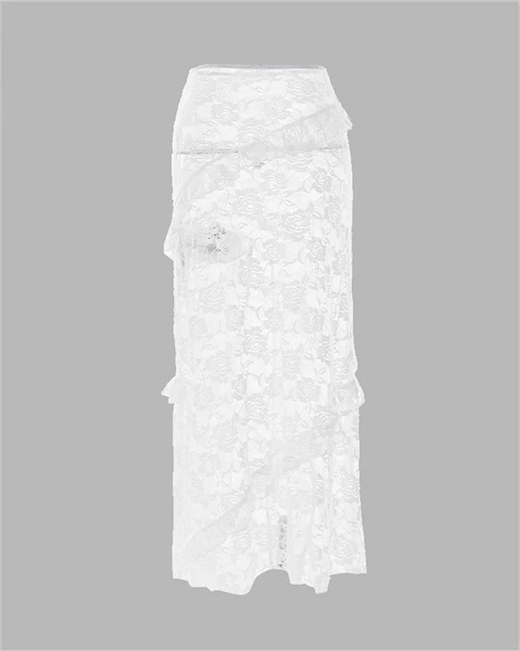 Lace Patchwork Ruffles Skirt