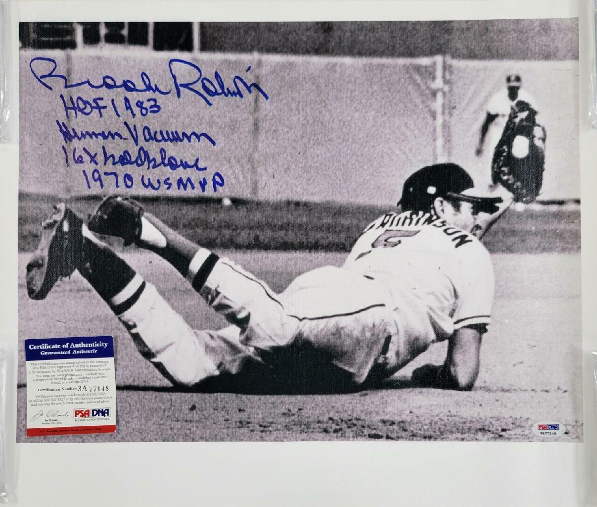 Brooks Robinson signed Orioles 14x16 Canvas Photo Poster painting 4 Inscriptions PSA/DNA ITP COA