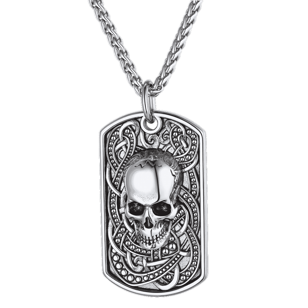 Custom Gothic Skull Dog Tag Necklace for Men