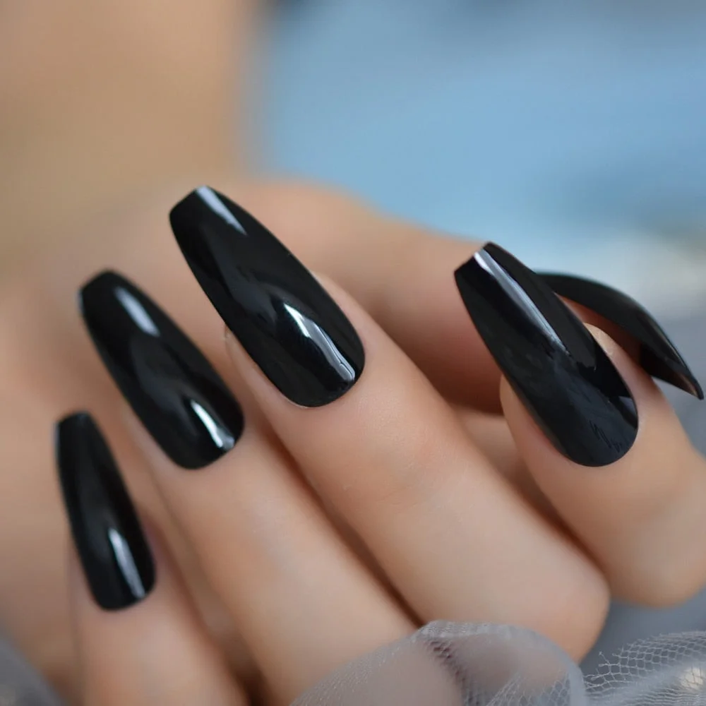 White French Tips Fake Nails Extra Long Stiletto False Nails Natural Painted Long Party Designed Nails 24 Count-Nail Inspo