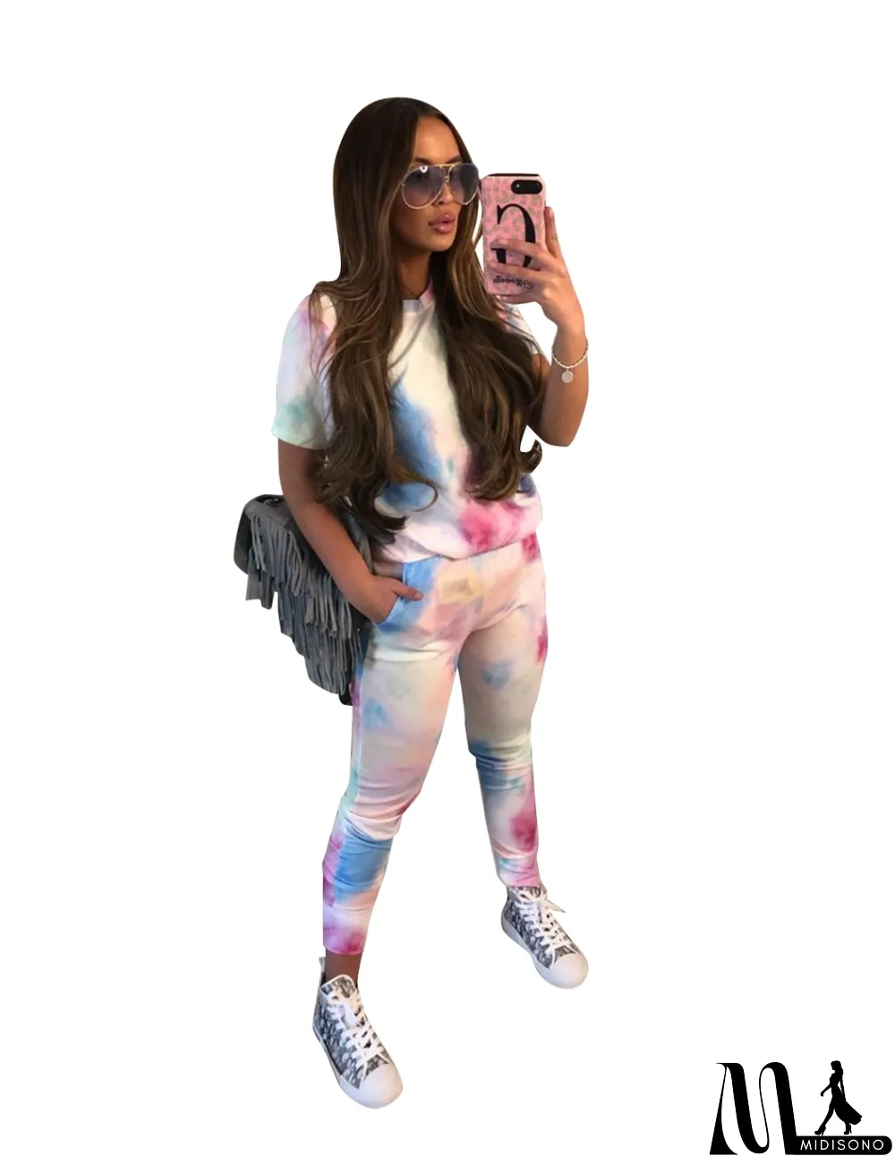 MidiSono - Summer Tie Dye Two Piece Leisure Pants Set