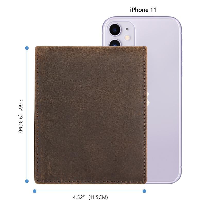 Anti-Scan RFID Design Genuine Leather Currency Pocket Coin Slot Lightweight Mini Wallet