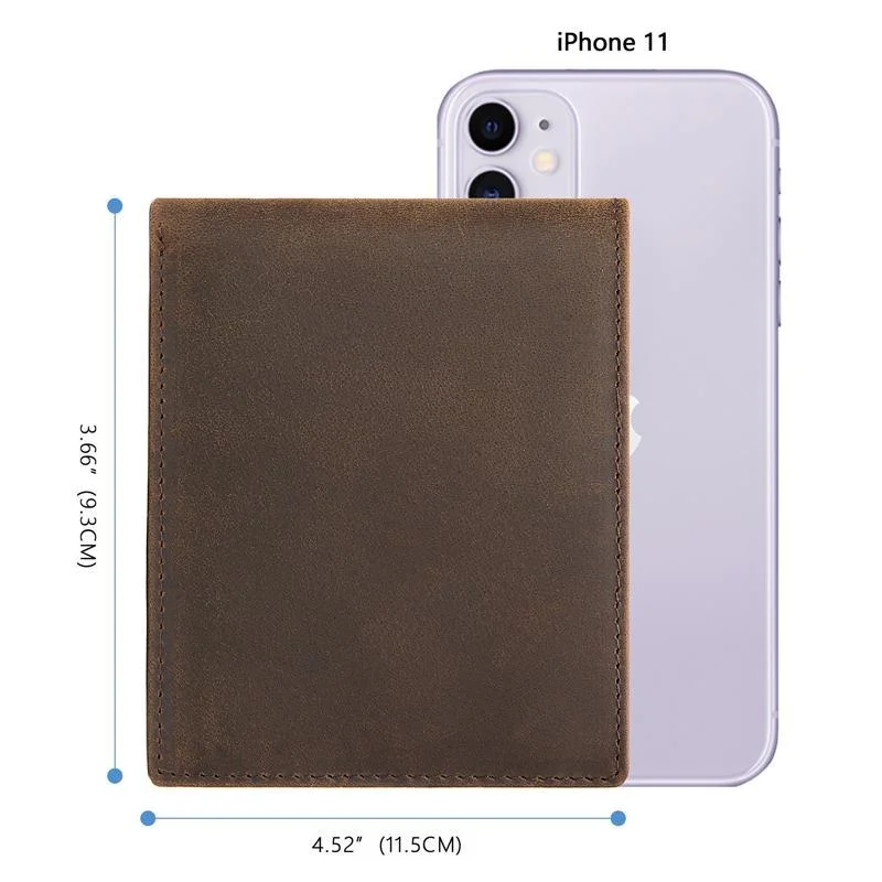 Anti-Scan RFID Design Genuine Leather Currency Pocket Coin Slot Lightweight Mini Wallet