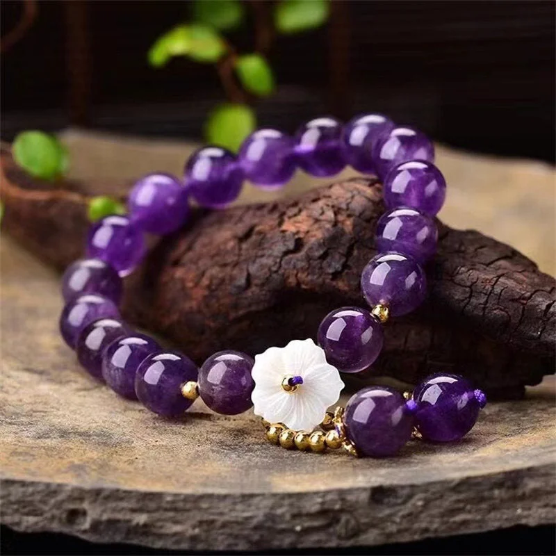 Natural Amethyst Crystal Flower Spiritual Healing Bracelet
