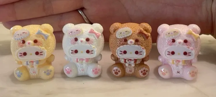 Bear kitty with eye mask mini resin charm set