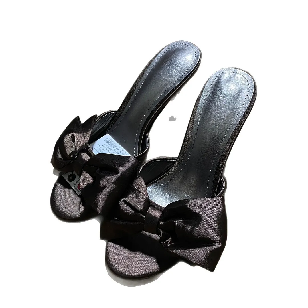 Breakj Breakj Spanish Summer New Women's Shoes Big Bows Decorated With Filts Rose Fine High Heel Sandals