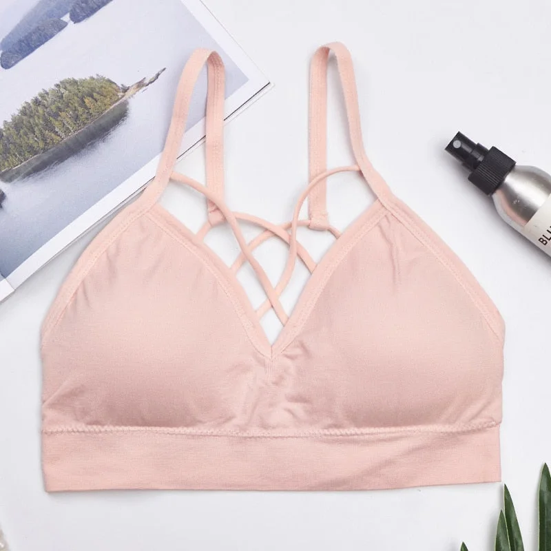 Women Tube Top Crop Top Seamless Wrapped Chest Underwear Cross Female Sports Bra Fitness Lingerie Sexy Intimates Bandeau Top