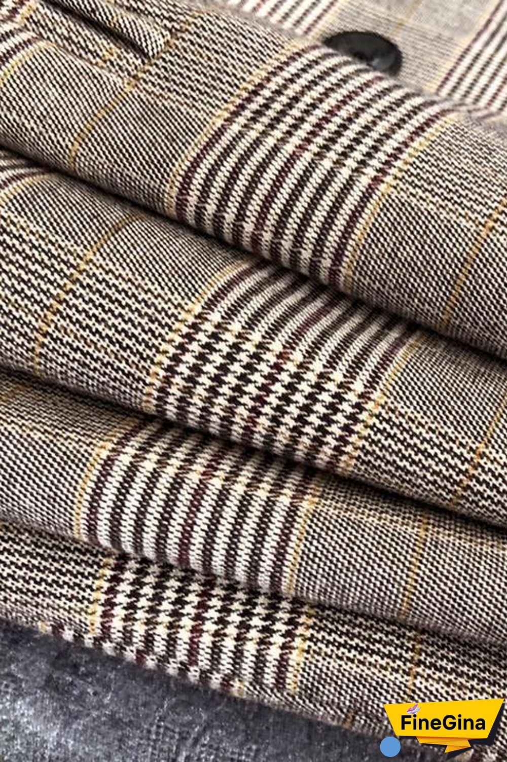 Button Plaid Lapel Blazer