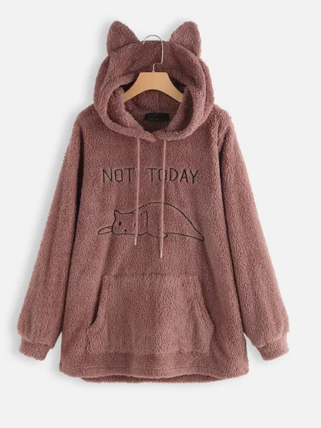 Plus Size Double-Sided Plush Long-Sleeve Hoodie