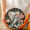 Elephant-DIY Embroidery Kit with Pattern Cotton Threads Needles Hoop 30*30cm/11.81*11.81in