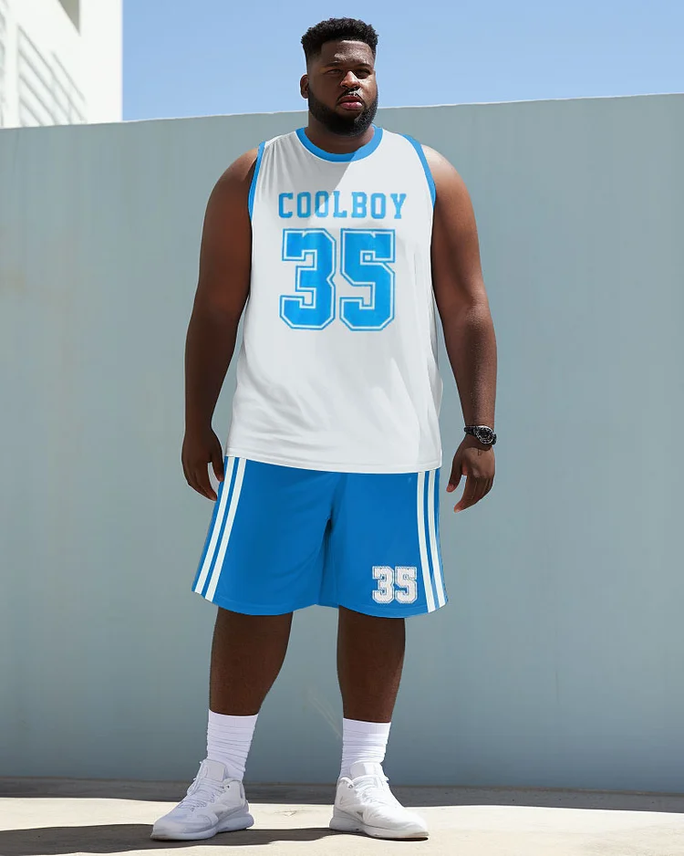 Men's Plus Size Coolboy Vest Basketball Sports Two-Piece Suit