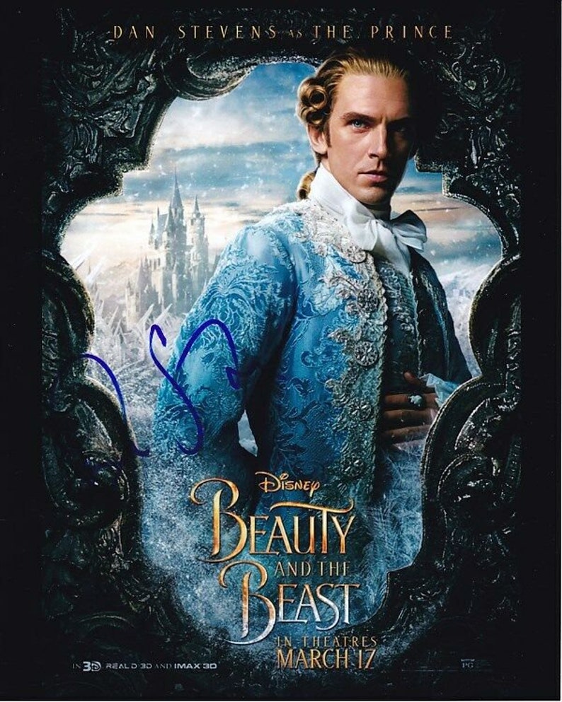 Dan stevens signed autographed disney beauty and the beast Photo Poster painting