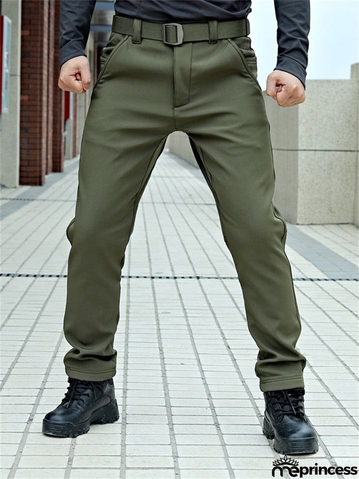 Male Relaxed Commuting Fleece Warm Long Pants