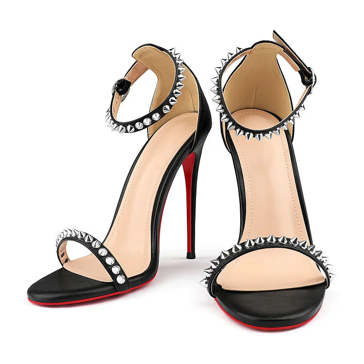 120mm Rivets Ankle Strap High Heel Sandals Red Bottom Matte Pumps Vocosi VOCOSI