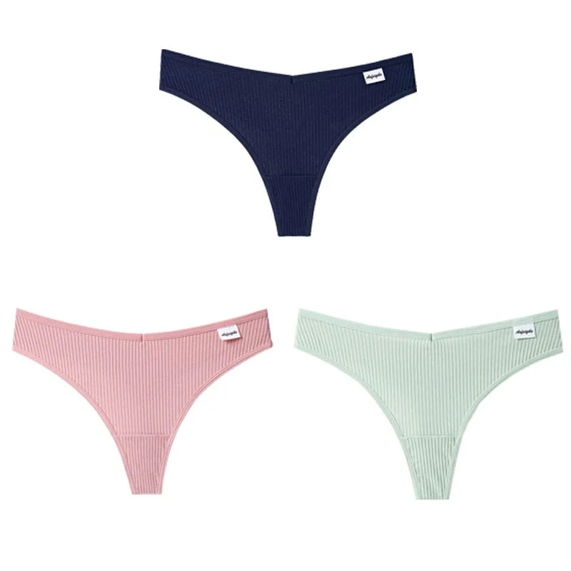CINOON 3Pcs/Lot V Waist Cotton G-String Thong Panties String Underwear Women Briefs Sexy Lingerie Pants Low-Rise Ladies Intimate