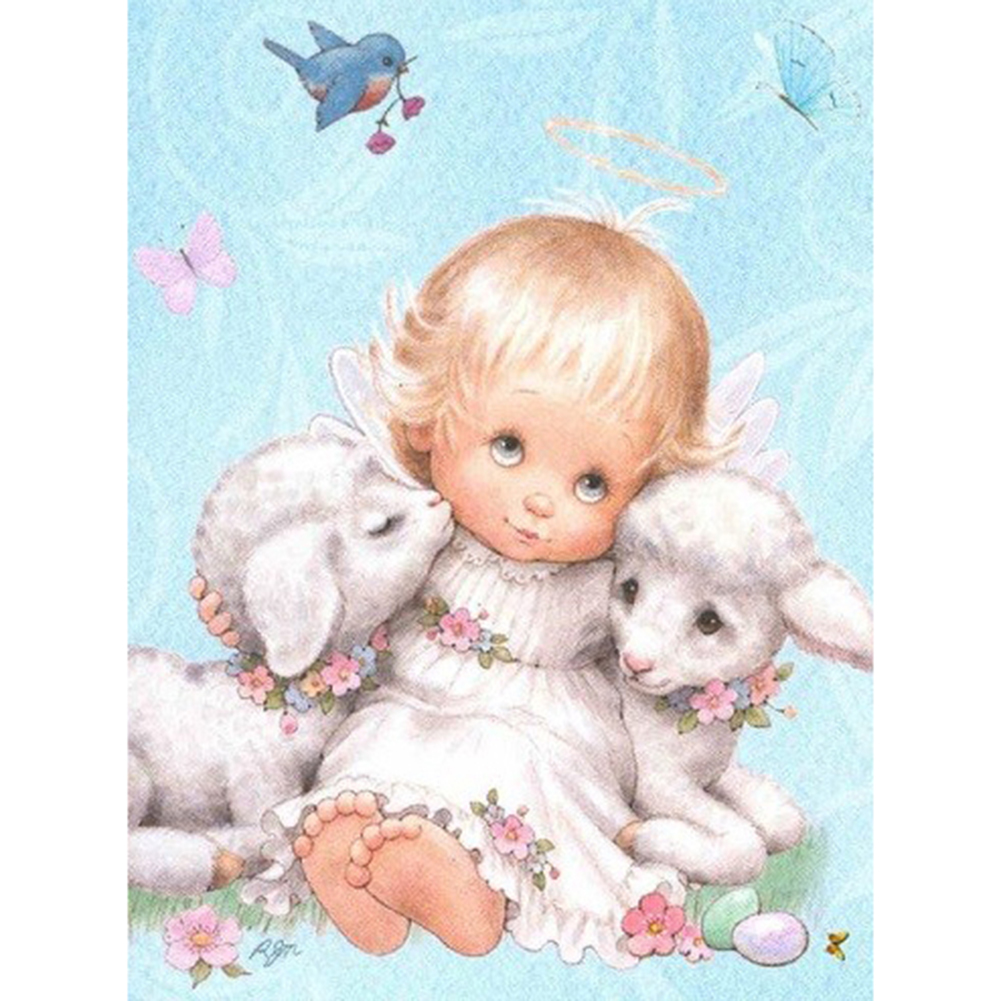 

(Multi-Size) Angel Girl Lamb - Round/Square Drill Diamond Painting 30*40CM/40*50CM, Round diamond 30*40cm, 501 Original