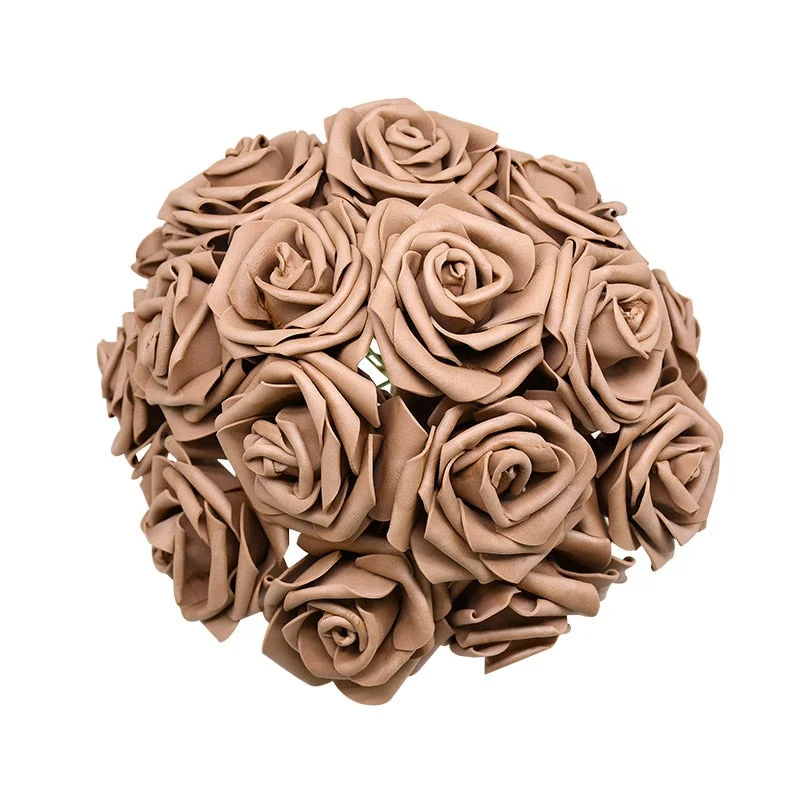 24Pcs/lot Artificial Rose Bouquet Decorative Foam Rose Flowers Bride Bouquets for Wedding Home Party Decoration Wedding Supplies